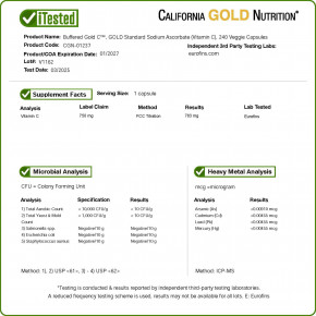 California Gold Nutrition, Buffered Gold C™, аскорбат натрия (витамин C) GOLD Standard, 240 растительных капсул в Москве - eco-herb.ru | фото