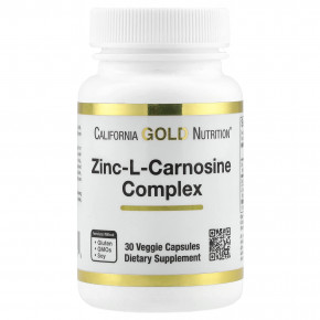 California Gold Nutrition, Цинк-L-карнозин, 30 растительных капсул (Товар снят с продажи) в Москве - eco-herb.ru | фото