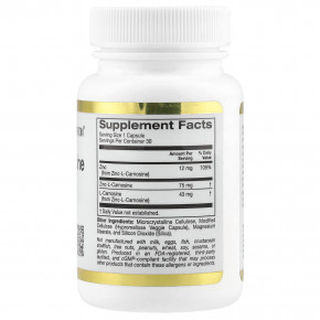 California Gold Nutrition, Цинк-L-карнозин, 30 растительных капсул (Товар снят с продажи) в Москве - eco-herb.ru | фото