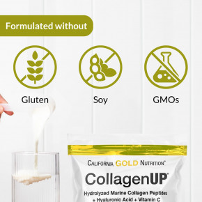 California Gold Nutrition, CollagenUP®, гидролизованные пептиды морского коллагена с гиалуроновой кислотой и витамином C, с нейтральным вкусом, 464 г (1,02 фунта) в Москве - eco-herb.ru | фото