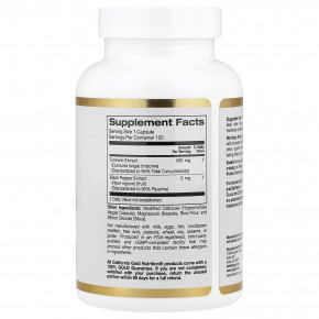 California Gold Nutrition, Curcumin C3 Complex®, комплекс куркумина из куркумы с экстрактом чёрного перца BioPerine®, повышенная биодоступность, 120 растительных капсул в Москве - eco-herb.ru | фото