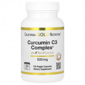 California Gold Nutrition, Curcumin C3 Complex с экстрактом BioPerine, 500 мг, 120 растительных капсул в Москве - eco-herb.ru | фото