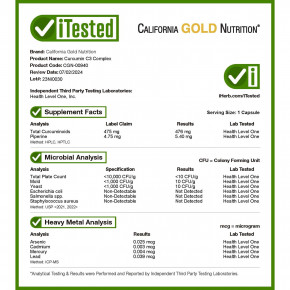 California Gold Nutrition, Curcumin C3 Complex с экстрактом BioPerine, 500 мг, 120 растительных капсул в Москве - eco-herb.ru | фото