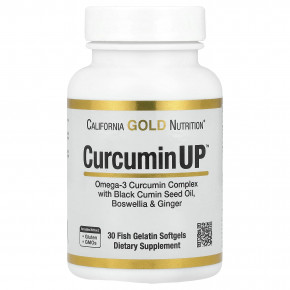 California Gold Nutrition, CurcuminUP™, 30 капсул из рыбьего желатина - описание | фото