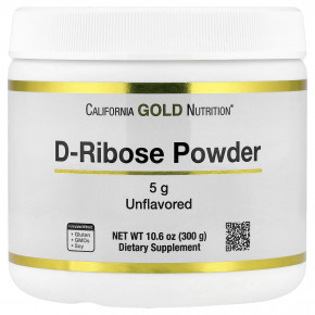 California Gold Nutrition, D-рибоза в порошке, без добавок, 300 г (10,6 унции) - описание | фото