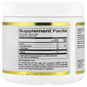 California Gold Nutrition, D-рибоза в порошке, без добавок, 300 г (10,6 унции) в Москве - eco-herb.ru | фото