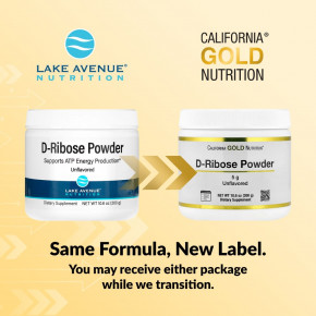 California Gold Nutrition, D-рибоза в порошке, без добавок, 300 г (10,6 унции) в Москве - eco-herb.ru | фото