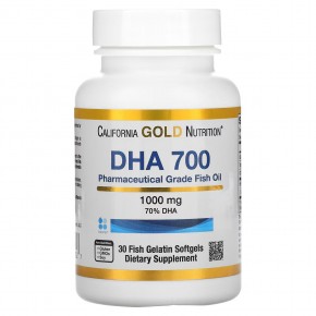 California Gold Nutrition, DHA 700, рыбий жир фармацевтической степени чистоты, 1000 мг, 30 рыбно-желатиновых капсул в Москве - eco-herb.ru | фото