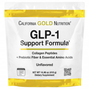 California Gold Nutrition, добавка для поддержания уровня ГПП-1 с пептидами коллагена, пребиотической клетчаткой и незаменимыми аминокислотами, с нейтральным вкусом, 410 г (14,46 унции) в Москве - eco-herb.ru | фото