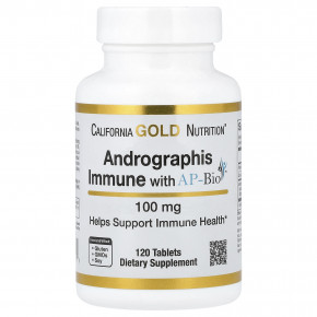 California Gold Nutrition, Andrographis Immune с AP-Bio, экстракт андрографиса с витамином C и цинком, 100 мг, 120 таблеток - описание | фото