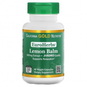 California Gold Nutrition, экстракт мелиссы, европейское качество, 500 мг, 60 растительных капсул - описание