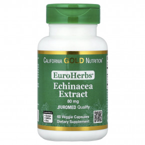 California Gold Nutrition, EuroHerbs™, экстракт эхинацеи, качество Euromed, 80 мг, 60 растительных капсул в Москве - eco-herb.ru | фото