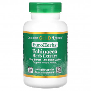 California Gold Nutrition, EuroHerbs, экстракт эхинацеи, качество Euromed, 80 мг, 180 растительных капсул в Москве - eco-herb.ru | фото