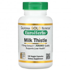 California Gold Nutrition, EuroHerbs, экстракт расторопши, качество Euromed, 175 мг, 180 растительных капсул - описание