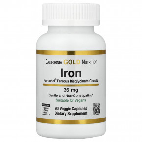 California Gold Nutrition, Ferrochel®, железо (бисглицинат), 36 мг, 90 растительных капсул в Москве - eco-herb.ru | фото