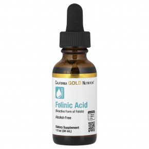 California Gold Nutrition, фолиновая кислота, без спирта, 30 мл (1 жидк. унция) - описание | фото