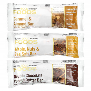 California Gold Nutrition, Foods, батончики-снеки, ассорти вкусов (кленовый сироп, карамель, арахисовая паста), 12 батончиков по 40 г (1,4 унции) в Москве - eco-herb.ru | фото