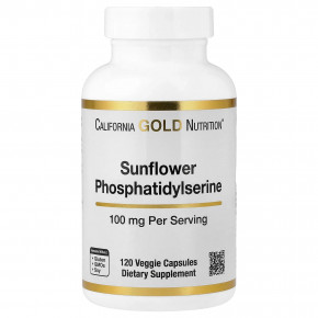 California Gold Nutrition, фосфатидилсерин подсолнечника, 100 мг, 120 растительных капсул - описание | фото