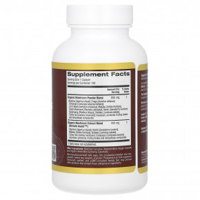 California Gold Nutrition, Fungiology, MushRex Plus, Immune Assist™ Micron, комплекс грибов полного спектра, сертифицированный органический продукт, 120 растительных капсул в Москве - eco-herb.ru | фото