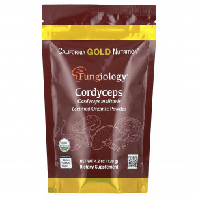 California Gold Nutrition, Fungiology®, порошок из сертифицированного органического кордицепса военного, 120 г (4,2 унции) - описание