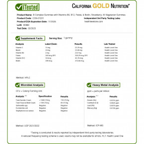 California Gold Nutrition, жевательные таблетки с комплексом витаминов группы B с витаминами B6 и B12, фолатом и биотином, клубника, 45 вегетарианских жевательных таблеток в Москве - eco-herb.ru | фото