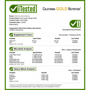 California Gold Nutrition, жидкое средство от аллергии с экстрактом бузины, витамином C, порошком амлы и бромелаином для детей, без спирта, виноград, 118 мл (4 жидк. унции) в Москве - eco-herb.ru | фото