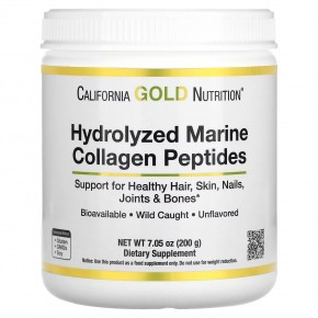 California Gold Nutrition, гидролизованные пептиды морского коллагена, без добавок, 200 г (7,05 унции) - описание