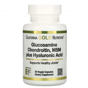 California Gold Nutrition, глюкозамин, хондроитин и МСМ с гиалуроновой кислотой, 60 растительных капсул - описание