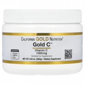 California Gold Nutrition, Gold C Powder, витамин C, 1000 мг, 250 г (8,81 унции) - описание | фото