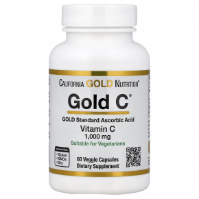 California Gold Nutrition, Gold C®, витамин C класса USP, 1000 мг, 60 растительных капсул - описание | фото