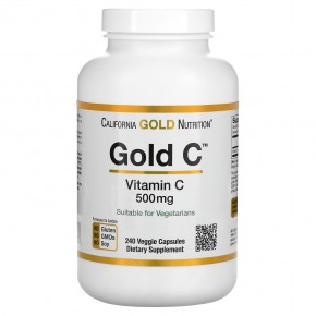 California Gold Nutrition, Gold C, витамин C класса USP, 500 мг, 240 вегетарианских капсул - описание
