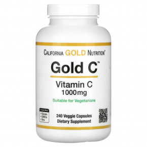 California Gold Nutrition, Gold C™, витамин C класса USP, 1000 мг, 240 растительных капсул - описание | фото