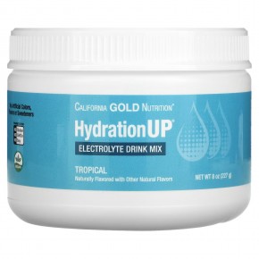 California Gold Nutrition, HydrationUp, напиток с электролитами в порошке, со вкусом тропических фруктов, 227 г (8 унций) в Москве - eco-herb.ru | фото