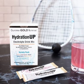 California Gold Nutrition, HydrationUP, смесь для приготовления электролитического напитка, ассорти, 20 пакетиков, 4,2 г в каждом в Москве - eco-herb.ru | фото