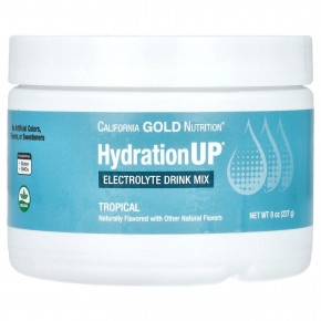 California Gold Nutrition, HydrationUp, порошок для приготовления напитка с электролитами, со вкусом тропических фруктов, 227 г (8 унций) - описание