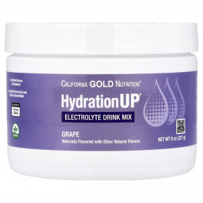 California Gold Nutrition, HydrationUP®, смесь для приготовления электролитического напитка с кальцием, калием, витамином C и витамином E, со вкусом винограда, 227 г (8 унций) в Москве - eco-herb.ru | фото