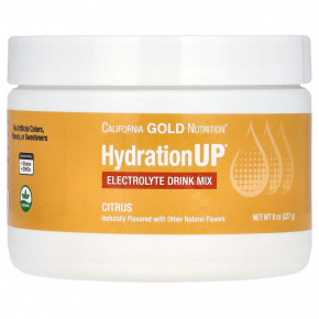 California Gold Nutrition, HydrationUP®, смесь для приготовления напитка с электролитами, с цитрусовым вкусом, 227 г (8 унций) - описание