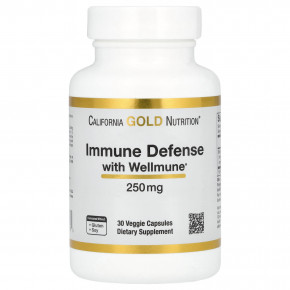 California Gold Nutrition, Immune Defense с Wellmune®, добавка для поддержки иммунитета, бета-глюкан, 250 мг, 30 растительных капсул в Москве - eco-herb.ru | фото