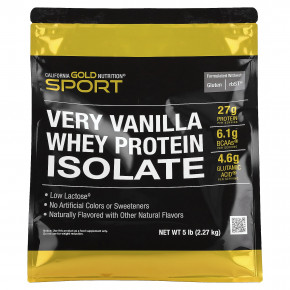 California Gold Nutrition, изолят сывороточного протеина, с ванильным вкусом, 2,27 кг (5 фунтов) в Москве - eco-herb.ru | фото