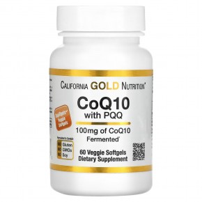 California Gold Nutrition, коэнзим Q10 с пирролохинолинхиноном (PQQ), 100 мг, 60 растительных капсул в Москве - eco-herb.ru | фото