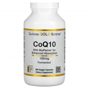 California Gold Nutrition, Коэнзим Q10 с Bioperine, 100 мг, 360 растительных капсул - описание