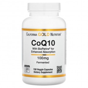 California Gold Nutrition, коэнзим Q10 с экстрактом BioPerine, 100 мг, 150 растительных капсул - описание