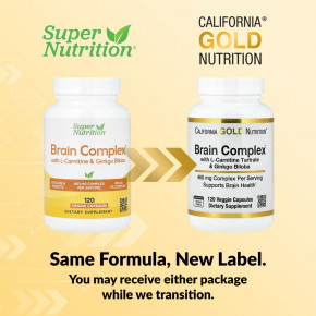California Gold Nutrition, комплекс для мозга с L-карнитином, гинкго билоба, фосфатидилсерином и холином, 120 вегетарианских капсул в Москве - eco-herb.ru | фото