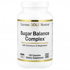 California Gold Nutrition, комплекс для поддержания уровня сахара с хромом, джимнемой, гинкго билоба и расторопшей, 120 капсул в Москве - eco-herb.ru | фото