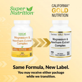 California Gold Nutrition, комплекс с магнием и экстрактом боярышника с таурином, экстрактом тропической мяты и хмелем, 180 таблеток в Москве - eco-herb.ru | фото