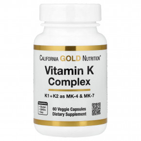 California Gold Nutrition, комплекс витаминов группы K, 60 растительных капсул - описание | фото