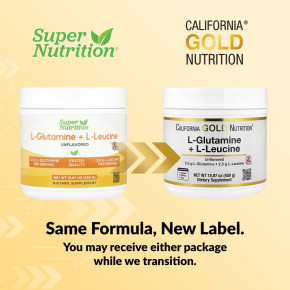 California Gold Nutrition, L-глютамин и L-лейцин, без вкусовых добавок, 450 г (15,87 унции) в Москве - eco-herb.ru | фото