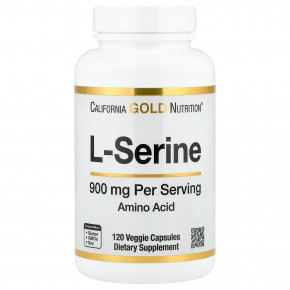 California Gold Nutrition, L-серин, 900 мг, 120 растительных капсул - описание | фото