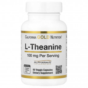 California Gold Nutrition, L-теанин, с AlphaWave®, 100 мг, 60 растительных капсул в Москве - eco-herb.ru | фото
