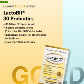 California Gold Nutrition, LactoBif® 30, пробиотики, 30 млрд КОЕ, 120 растительных капсул в Москве - eco-herb.ru | фото